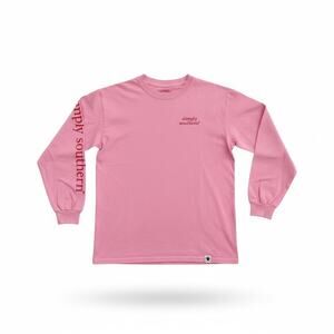 Simply Southern Youth Pink Long Sleeve Graphic T Shirt Feliz Navi Dog Size M